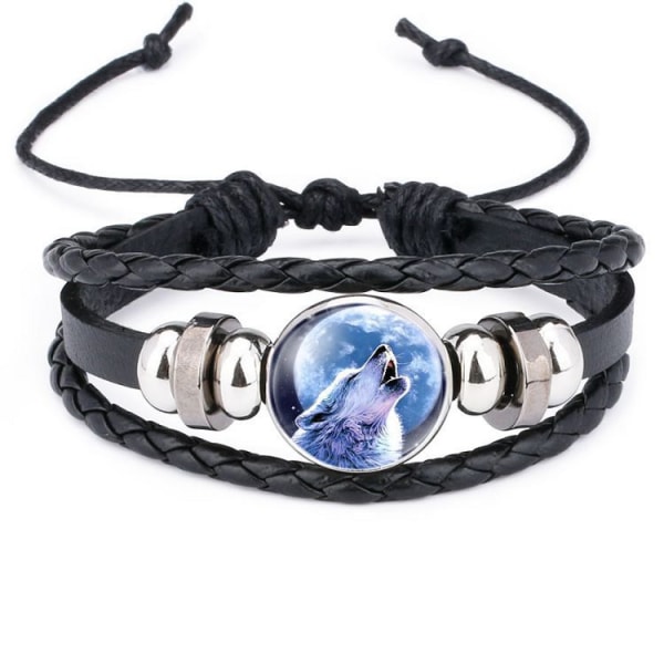 AVEKI Justerbart Wolf Braided Leather Armband - Söta armband för kvinnor, The Pretty Gifts for Women, 12011416