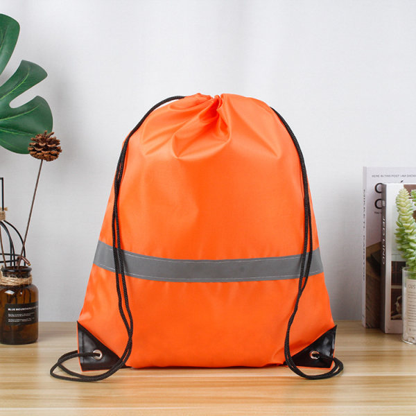 Drawstring Backpack Bulk Reflective Drawstring Bags Kids Ladies Mens Rope Backpack Drawstring Bags 16.5“X13.3” orange