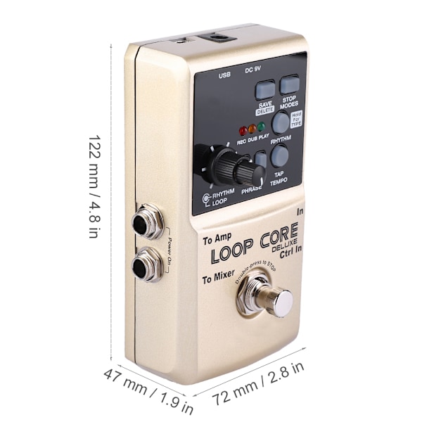 NUX Loop Core Deluxe Guitar Looper 8 timers Loop-tid 24-bit Lyd Automatisk Temporegistrering wit