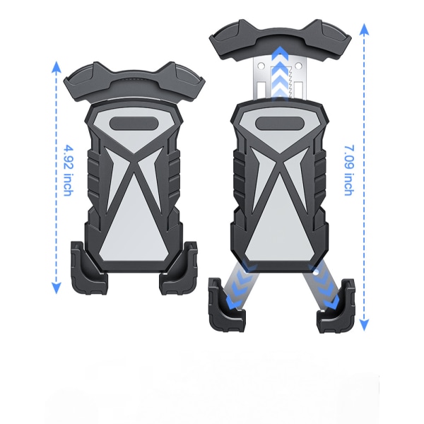 Transformers Cykel, Motorcykelstyre Mobilhållarklämma för 4,5''-6,8'' mobiltelefoner - L101+M011 Svart (Single Pack)