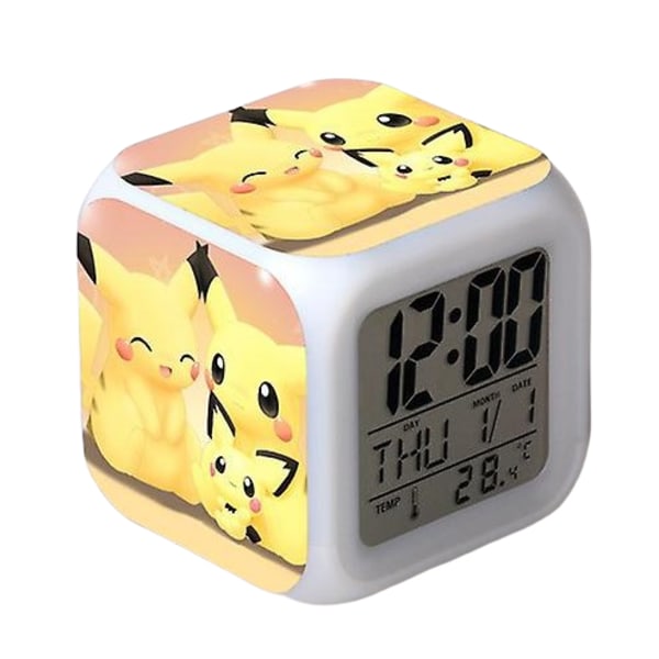 Anime Cartoon Vekkerklokke One Piece LED Kvadratklokke Digital Vekkerklokke med Tid, Temperatur, Alarm, Dato