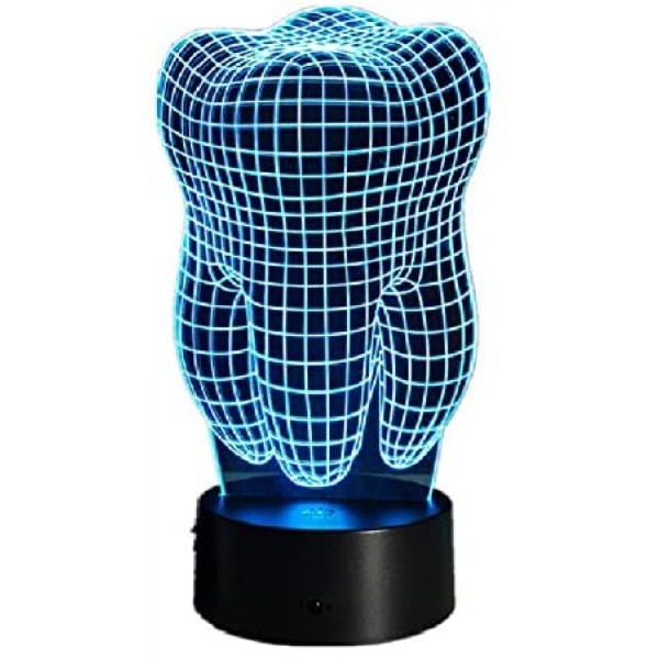 Tandformet 3D Illusion LED-bordlampe Natlys Nyhedsdesign Farverig Bordlampe Touch-lampe Gave til tandlæge