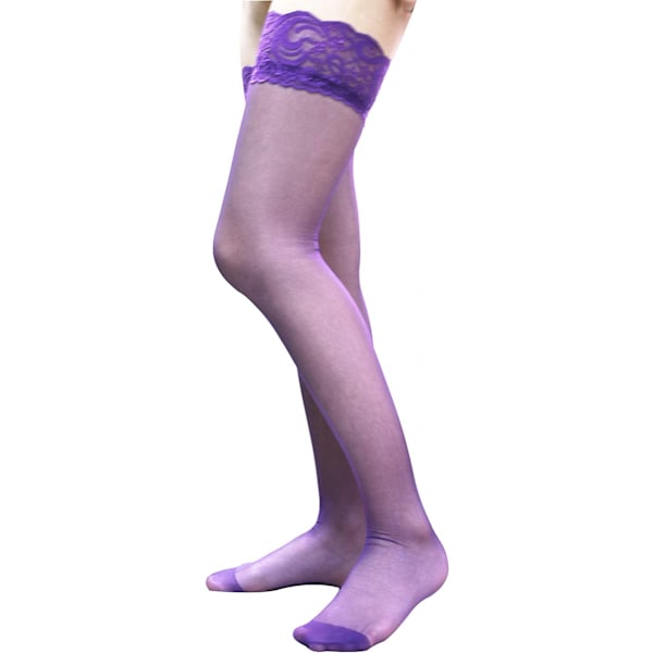AVEKI Lovable Sexy Long Tube Silk Stockings 8cm 2 Pairs, Lila