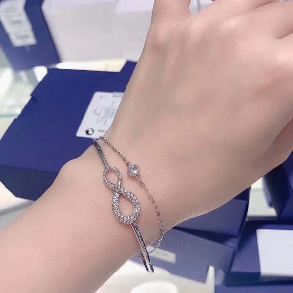 s925 Sterling Silver Dubbelskikts Diamantarmband, Silver