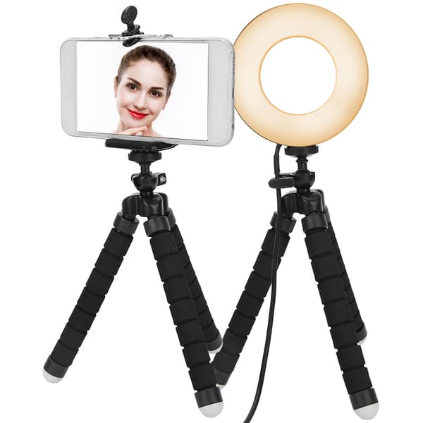 Rund LED Live Streaming Ring Light Studio Fotografering Makeup Fyldlys med Holdere