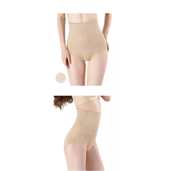 Kvinnors rumphöjare Shapewear Hög midja Dubbel magkontroll Panty Midjetränare Body Shaper --- Komplexion (Storlek L)