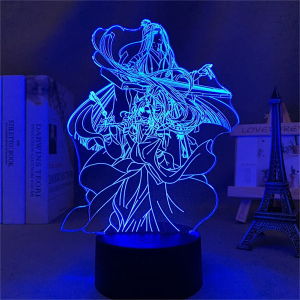 3CX Mo Dao Zu Shi USB 3D LED Lampe Anime Manga Lan Wang Ji og Wei Wu Xian Soveværelses Dekoration Natlampe 7/16 Farve Fjernbetjening Berøringskontakt