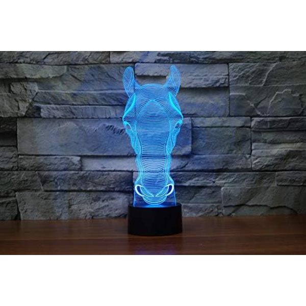 WJ 3D Hest Fjernbetjening 16 Farve Natlys Illusion Akryl LED Bordlampe Sengelampe Børns Soveværelse Skrivebordsdekoration Fødselsdagsgaver Legetøj til Børn