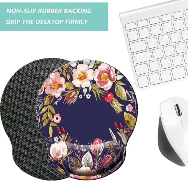 Musemåtte med håndledsstøtte, ergonomisk musemåtte med memory foam håndledsstøttepude, skridsikker gummibase Gaming musemåtte til hjemmet