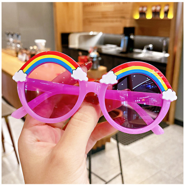 Barnsolglasögon Söt tecknad regnbåge Baby Pojkar och flickor Personlighet Solglasögon---lila