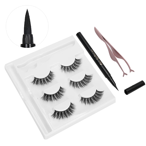 Itseliimautuva Eyeliner - Vesipohjainen Eyeliner - Tekokarvat - Pinsetit - Meikkityökalusarja (E69 Musta Laatikko)