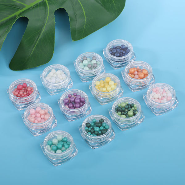12 färger harts frostade pärlor nagelkonst dekoration 3D strass för DIY manikyr charm