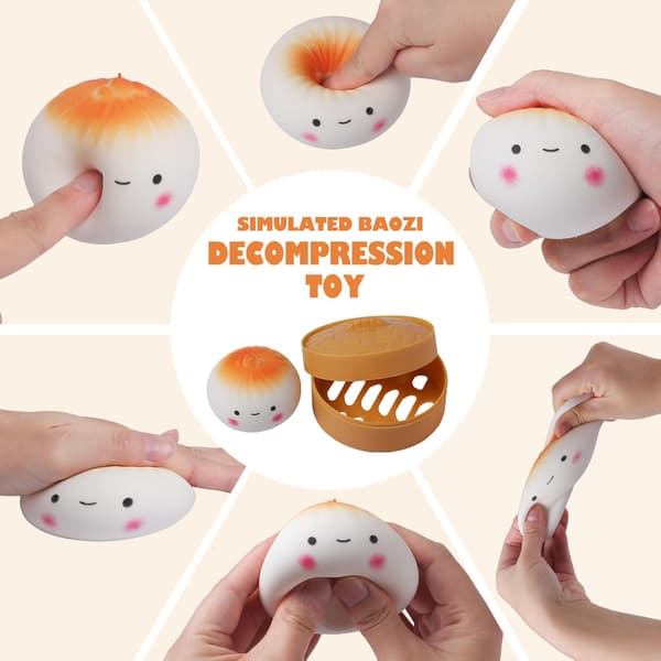 Kawai Spit Bubble Dumpling Squishy Stressbold med Damperkasse, Strækbar Klemme Fidget Sensorisk Legetøj til Angst ADHD Børn og Voksne