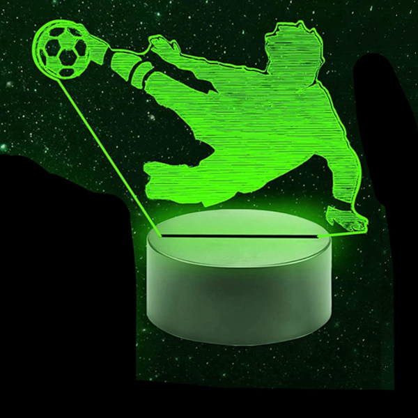 WJ 3D Fotbollsspelare Nattljus led lampa Illusion 16 färgbyte Bord Skrivbordsdekoration Lampor Födelsedagspresent Akrylsockel USB kabelleksak