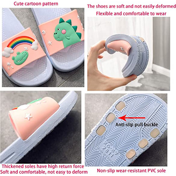 Børneslippers til drenge og piger, brusebad, pool, sommerslippers er velegnede til små børn（Mørkeblå）
