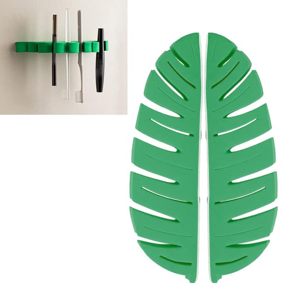 2-pack Makeupborste Torkställ Bladform Multifunktionell Makeupborste Torkställ Stativ med Starkt Lim Grön