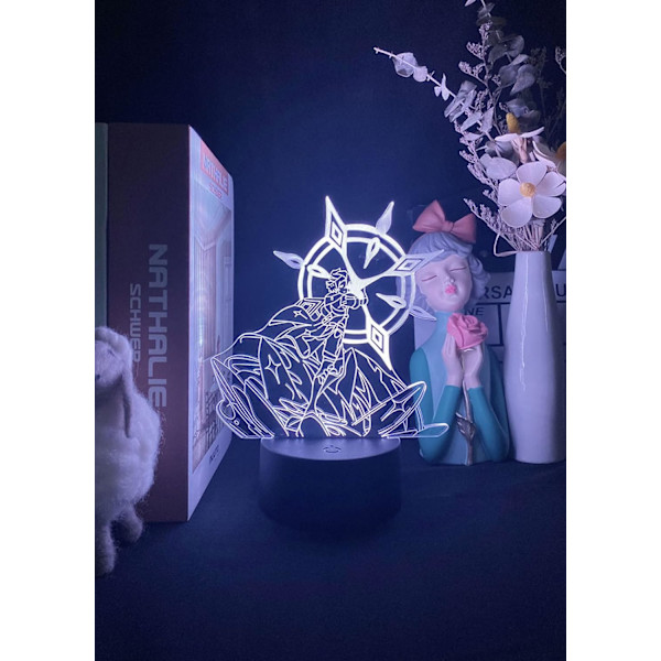 Genshin Impact Figurine Albedo 3D Illusion Lampe til Soveværelsesindretning LED Lys Sengeborde Natlamper Børnegave Abedo, huvudstad i Moçambique