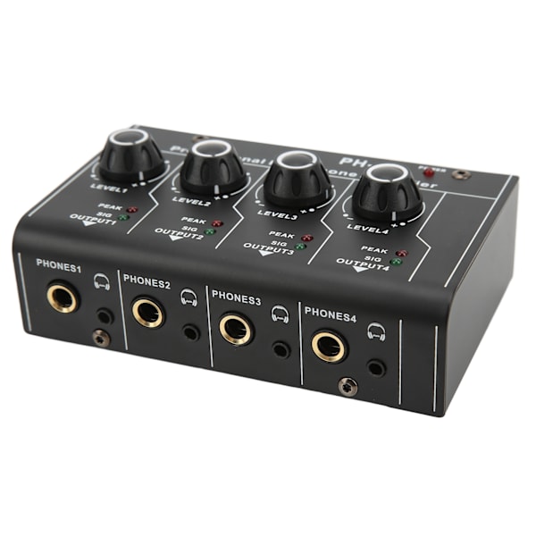 Hovedetelefonforstærker Splitter 4 Kanals Stereo Output RCA Input Mini Switcher 220VAC