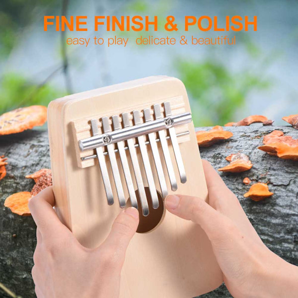 Træ Kalimba Finger Tommelfinger Piano 10 8 Nøgle Dekoration Instrument Legetøj (8 nøgle)