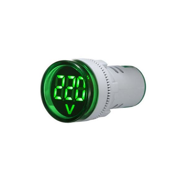 2 stk Sirkulær indikator V digital voltmeter signallampe 22mm mini LED spenningsdisplay instrument (grønn)