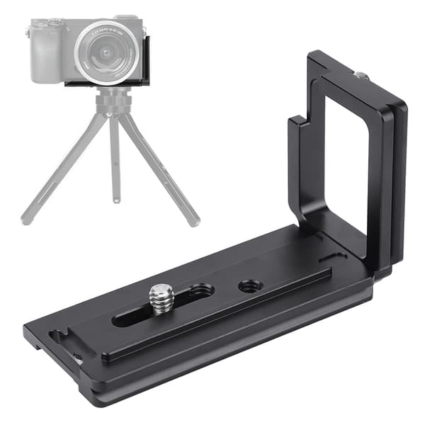 Sort aluminiumslegering Quick Release L-plade lodret håndgrebbeslag til Sony A6000 A6300 A6500 kamerahus