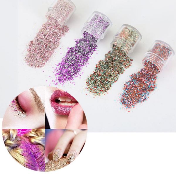 8 st / set Färgglada nagelpaljetter Glitterpulver Manikyrdekoration DIY Nail Art Paljetter
