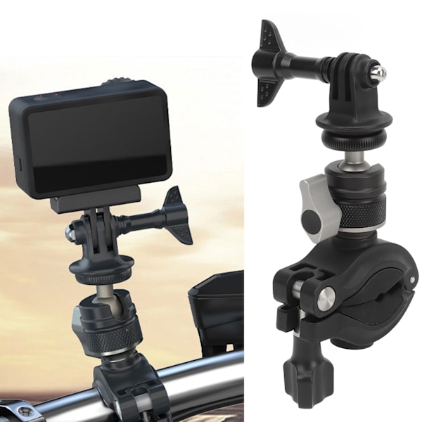Kamerafäste för motorcykel, 360° rotation, anti-shake med 1/4-tums adapter, fäste för motorcykelstyre, kamerahållare för Insta360 Action Camera