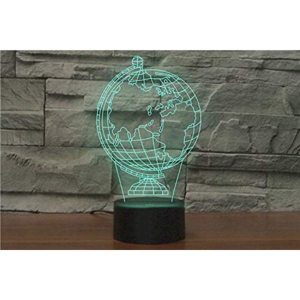 WJ 3D Globe Fjernkontroll 16 Farger Nattlys Illusjon Akryl LED Bordlampe Sengelampe Barn Soverom Skrivebord Dekor Bursdagsgaver Leker for Barn