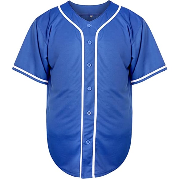 Enfärgad Hip Hop Hip Hop Baseball Uniformer Knappskjortor Sportuniformer Herr Damtröjor blå —XXL