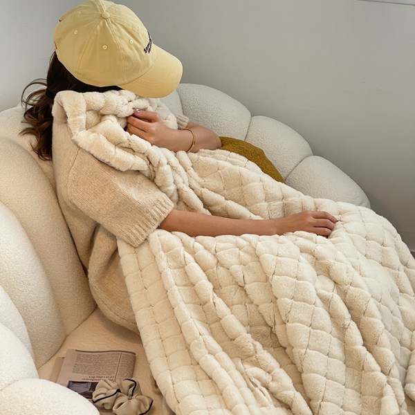Mjuk konstgjord pälsfilt - fluffig plysch och elegant med filt för soffa stol soffa vardagsrum födelsedagspresent (43x59 tum)