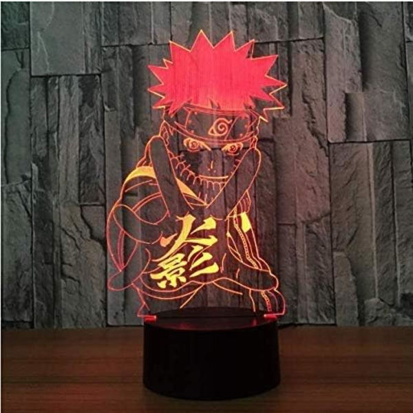 WJ 3D Anime Uzumaki Natlampe, 7 Farver Uzumaki Uchiha Sengebordslampe til Butik Soveværelse Kontor Dekoration eller Julefødselsdagsgaver til dreng Mænd Naruto
