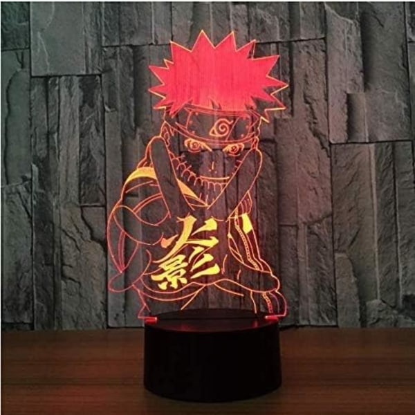 WJ 3D Anime Uzumaki nattlys, 7 farger Uzumaki Uchiha nattbordslampe for butikk soverom kontor dekorasjon eller julebursdagsgaver for gutt menn Naruto