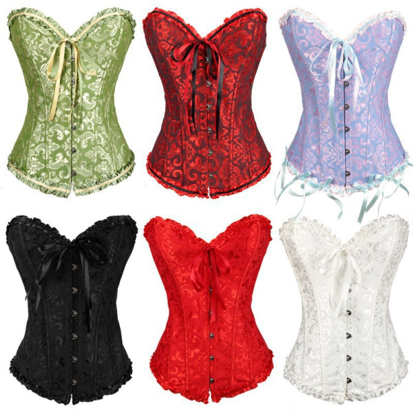 Kvinnors midjeformare spets upp snörning baskisk korsett shapewear-svart(3XL)