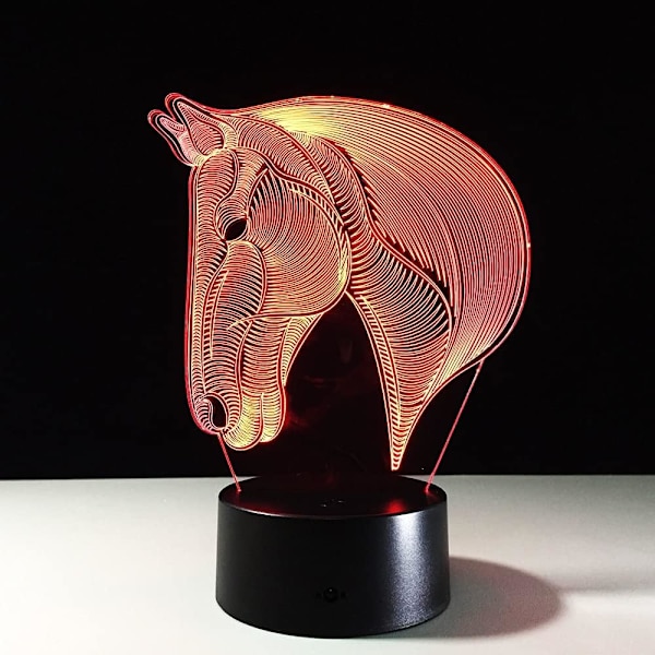 WJ Hest LED nattlys Barn Gaver 7 Farger Skiftende Hest LED Nattlys 3D LED Skrivebord Bordlampe Sengelampe Som Hjemmedekorasjon