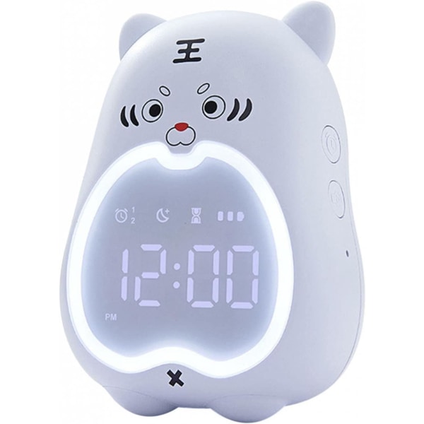 Väckarklocka för barn, sömnstereo, digital väckarklocka med väckningsnattlampa, härlig tigerväckarklocka, sömntränare för barn