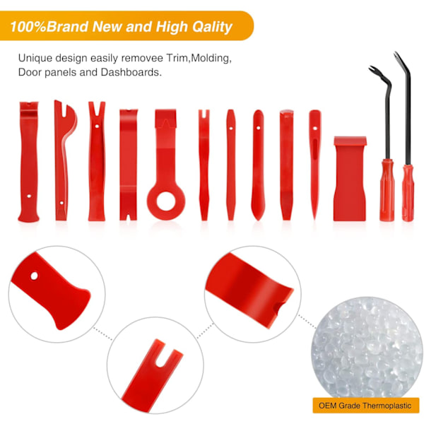 Nylon Bumper Fästelement Nitar Clips Bil Dörrklämma Panel Audio Video Instrumentbräda Demontera Kits Installer Pry Tool (13PCS Trim Removal Tool Set)