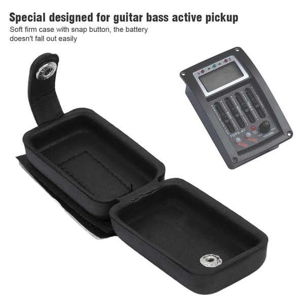PU-läder Elektrisk Gitarr Pickup 9V Batteri Lock Hölster Väska Organizer Box Mjuk Väska