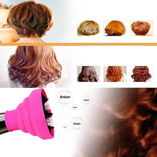 Sammenklappelig hårdiffuser-tilbehør til hårtørrer – Salonkvalitet, let og foldbar, bærbart rejsedesign, reducerer krus og pink