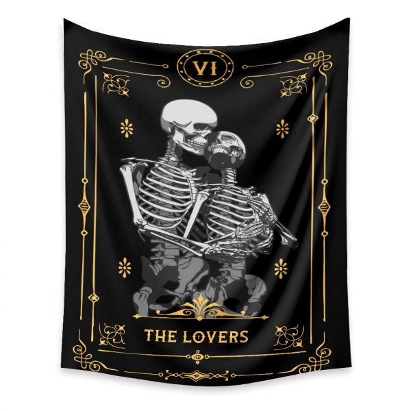 Wekity Skull Tarot Gobeläng Estetisk konst Hem Bakgrund Tyg Ornament Present Pool Gobestry Vardagsrum Sovrum Ornament (LOVER, 71 X 91 tum)