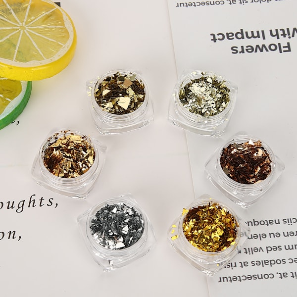 6 lådor / set ultratunna nagelkonst glitter glänsande paljetter nagelkonst dekorationer DIY-verktyg (A)