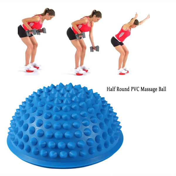 Halvrund PVC Massagebold Yoga Bolde Fitness Øvelser Gym Massager (Blå)