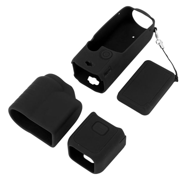 4 i 1 skyddande fodral för Osmo Pocket 3 silikon skärmskydd linsskydd ärm actionkamera tillbehör set med snöre svart