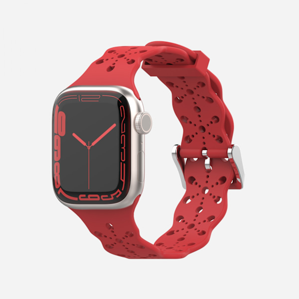 Watch Apple iWatch 6/5/4/3/2/1 Generation SE Hollow Lace Solid Silikonrem --- Röd（38/40/41MM）