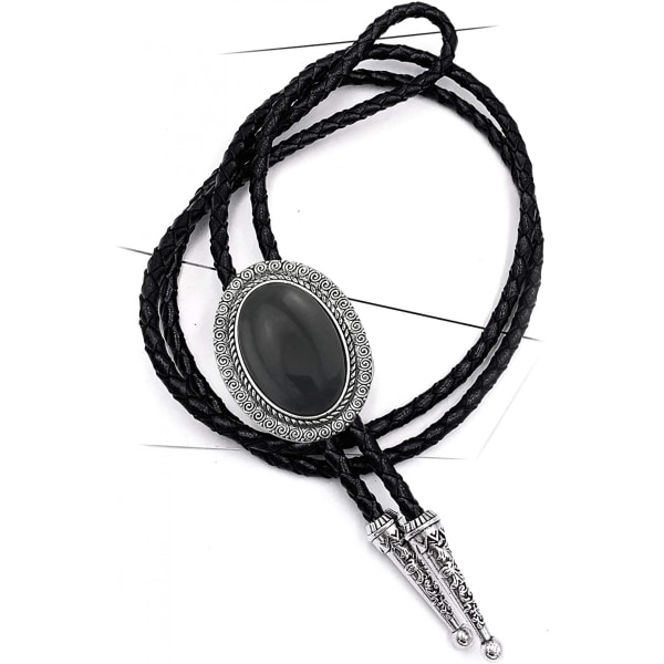 Retro Nyhet Western Cowboy Celtic Svart Stein Bolo Tie Halsbånd For Menn