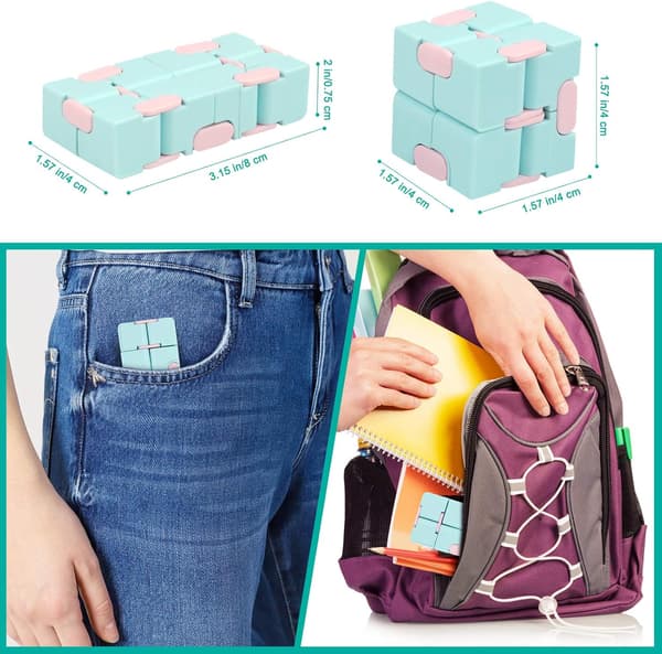 Fidget Infinity Cube Legetøj - Mini Sød Fidget Værktøj til Angstlindring og Tidsfordriv, Velegnet til Børn og Voksne, Macaron Blå blue