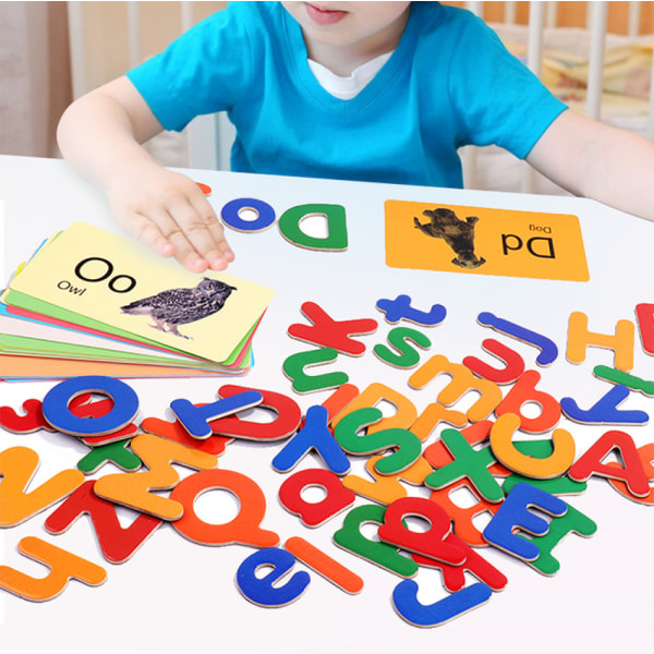 Set 52 delar Abc Bokstavsfärg A-Ö Stora små bokstäver Kylskåpsmagneter Förskola 3-6-åriga barn Lär sig stavning