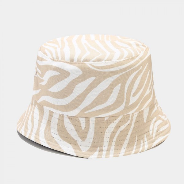 AVEKI unisex print hink-hatt Double-Side-Wear Vändbar Fisherman-Cap, Khaki