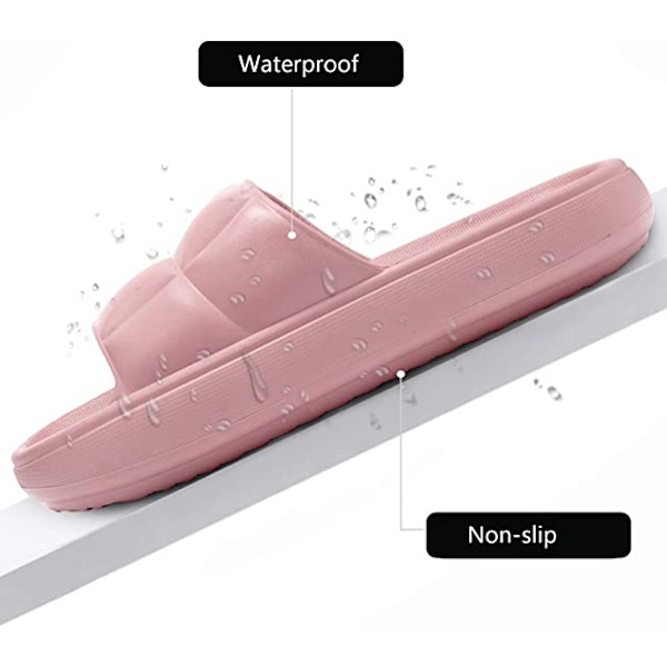 EVA åbne tå bløde hjemmesko, skridsikre bløde brusebad spa badeværelse swimmingpool fitnesscenter indendørs og udendørs sandaler til mænd og kvinder（Pink）