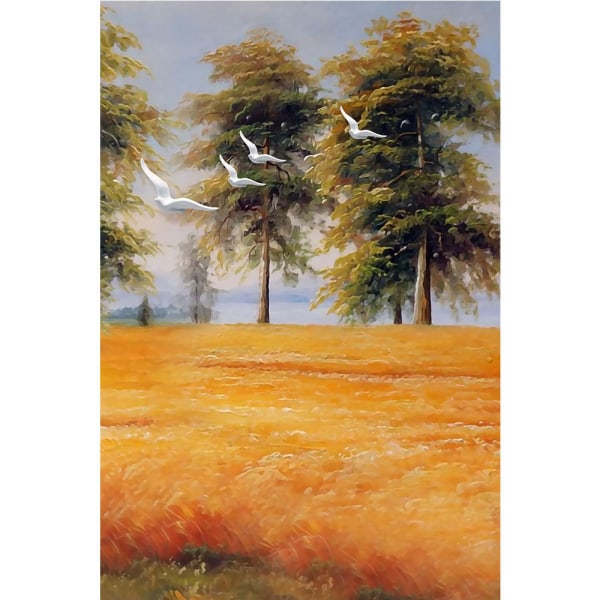 Countryside Wheat Field Väggkonst Print affisch, enkel modekonstteckningsdekor (set med 3 oinramade, 16''x24'')