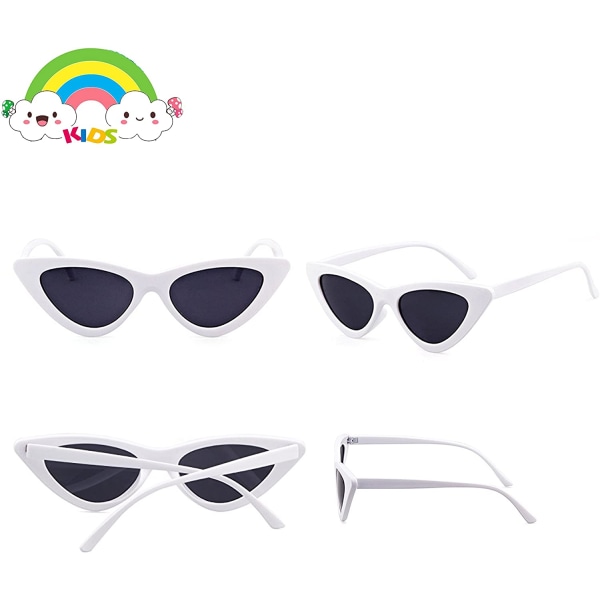 Retro vintage smala kattöga solglasögon för barn Hjärtformade solglasögon----vita